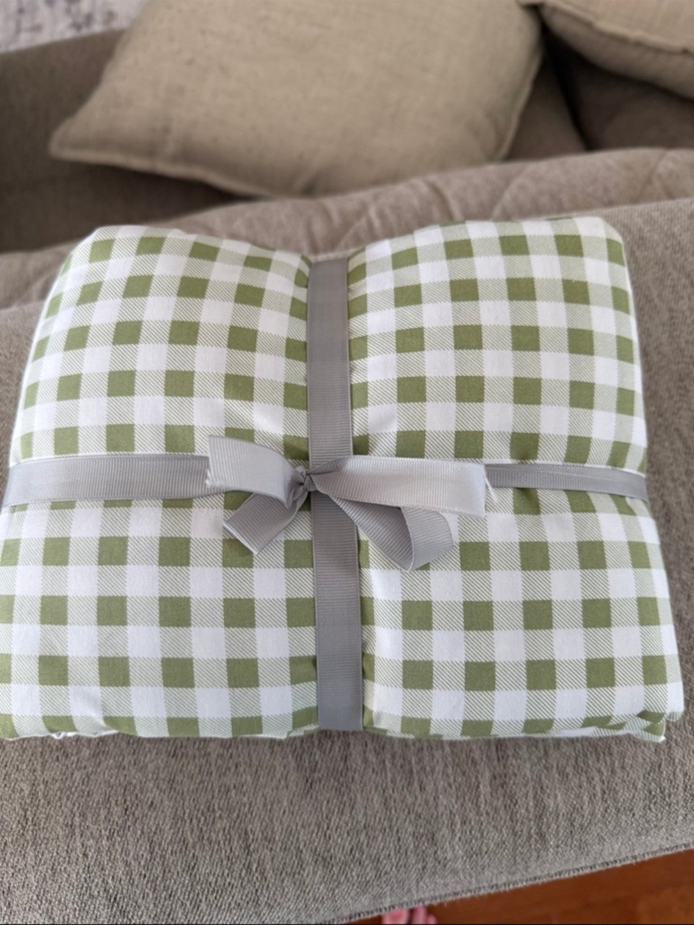 Green and White Gingham Twin Sheets